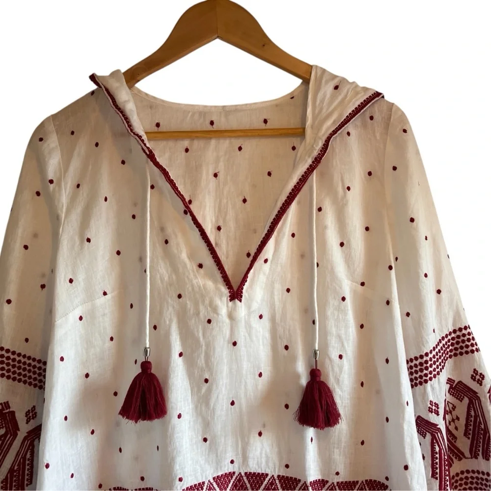 Zimmermann linen embroidered hooded mini dress in white excellent condition - Picture 3 of 11